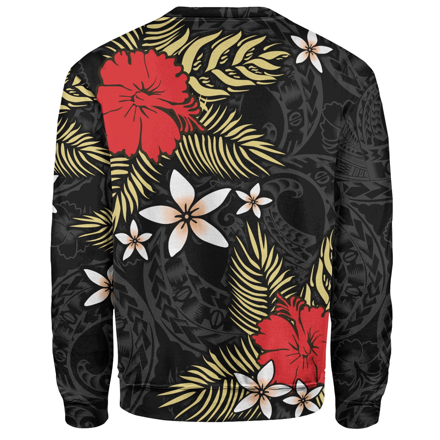 Polynesian Sweatshirt Hibiscus Plumeria Flowers Polynesian Tribal Motif Patterns