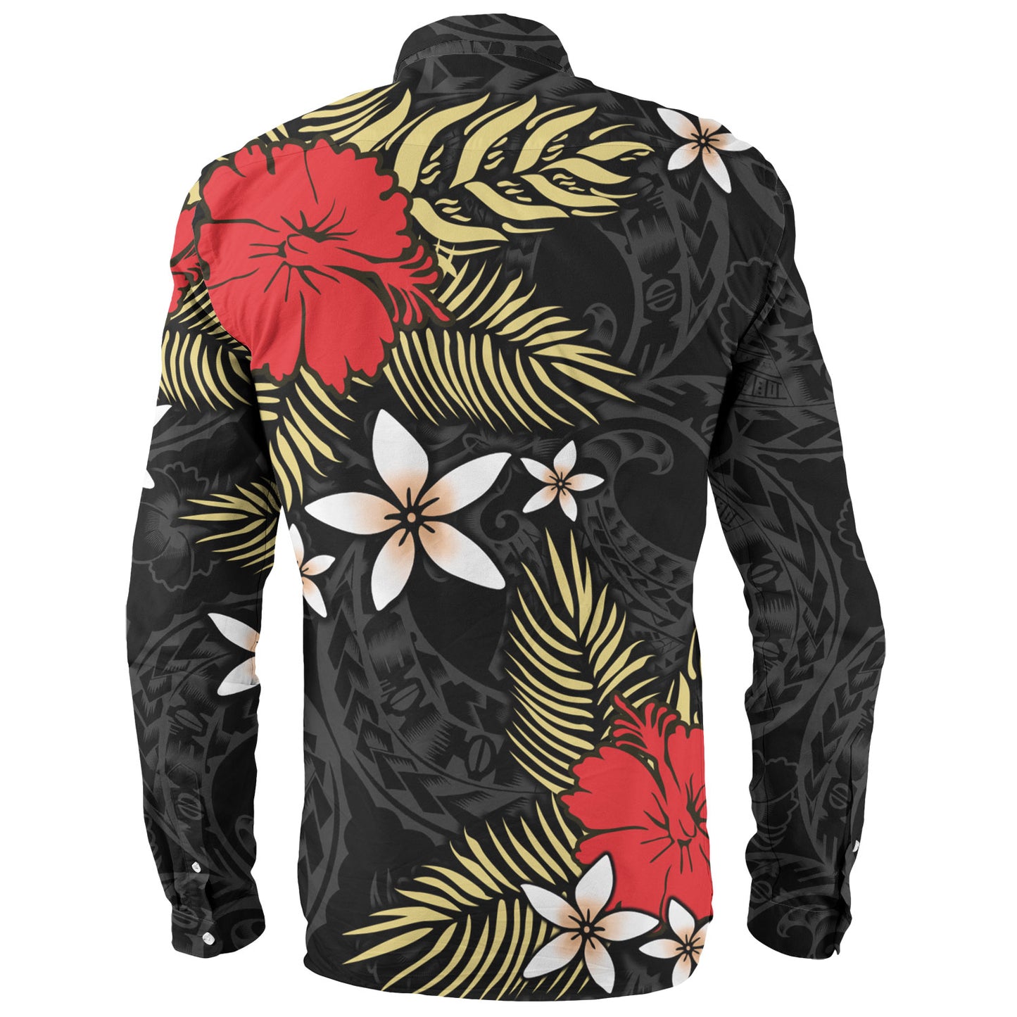 Polynesian Long Sleeve Shirt Hibiscus Plumeria Flowers Polynesian Tribal Motif Patterns