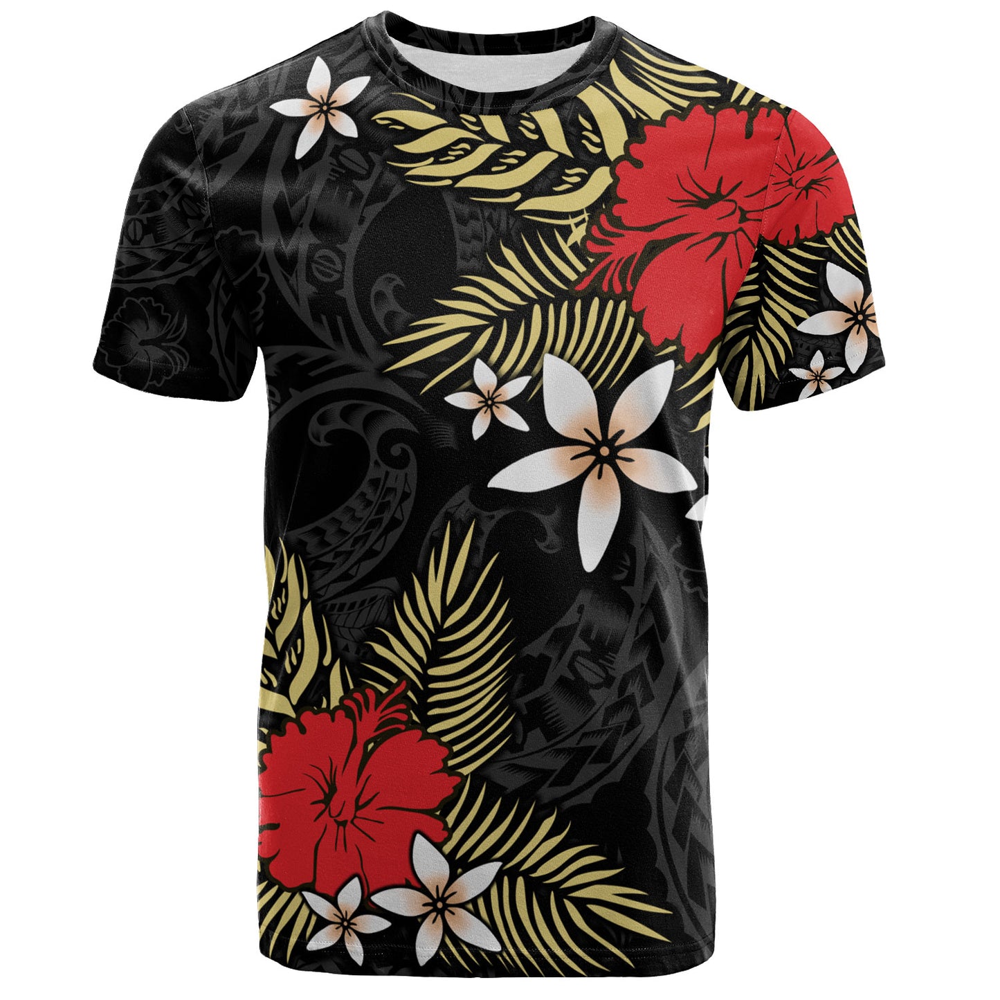Polynesian T-Shirt Hibiscus Plumeria Flowers Polynesian Tribal Motif Patterns