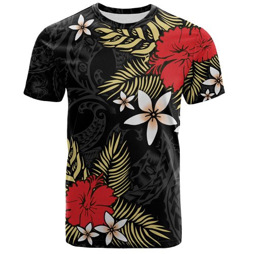 Polynesian T-Shirt Hibiscus Plumeria Flowers Polynesian Tribal Motif Patterns