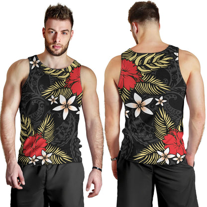 Polynesian Tank Top Hibiscus Plumeria Flowers Polynesian Tribal Motif Patterns