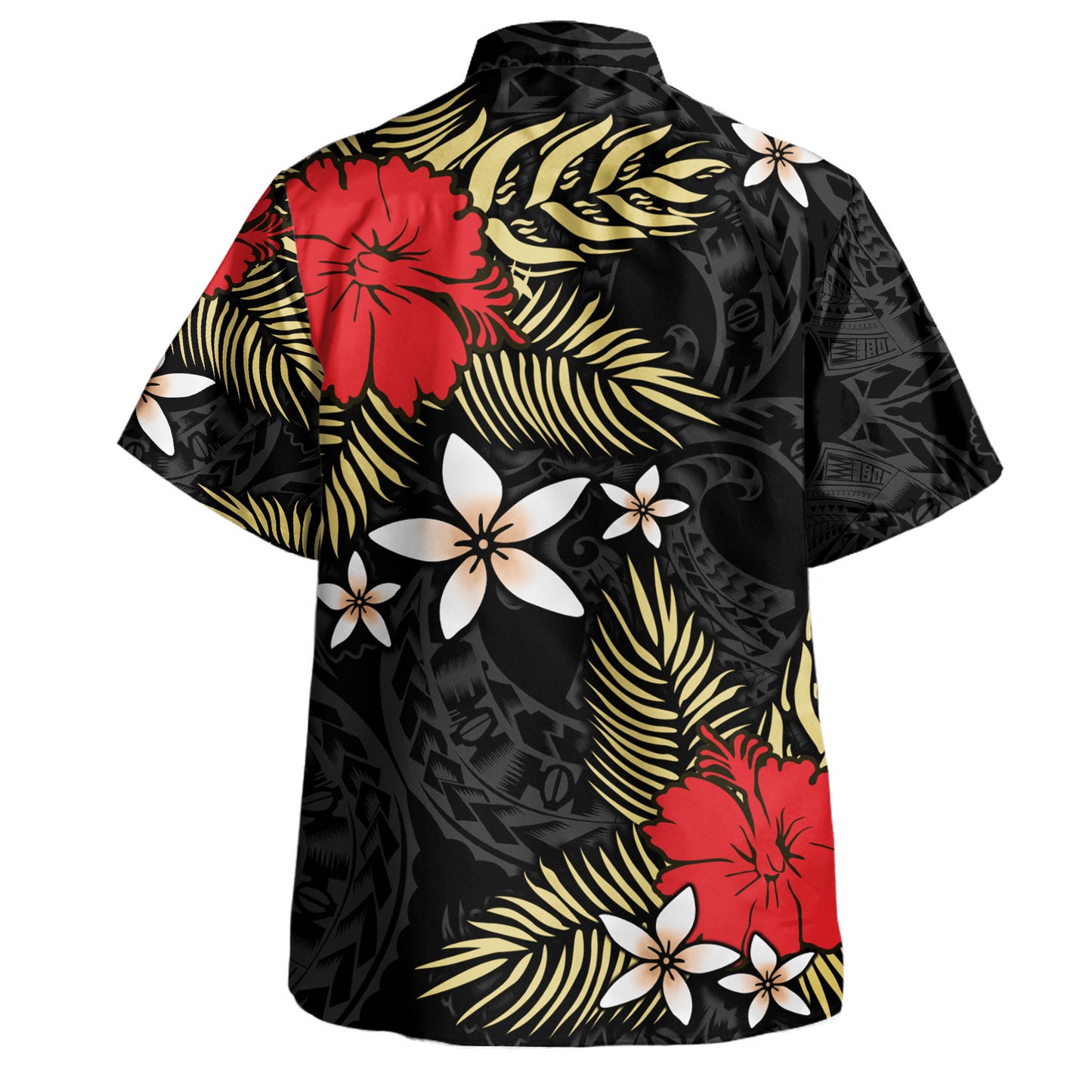 Polynesian Hawaiian Shirt Hibiscus Plumeria Flowers Polynesian Tribal Motif Patterns