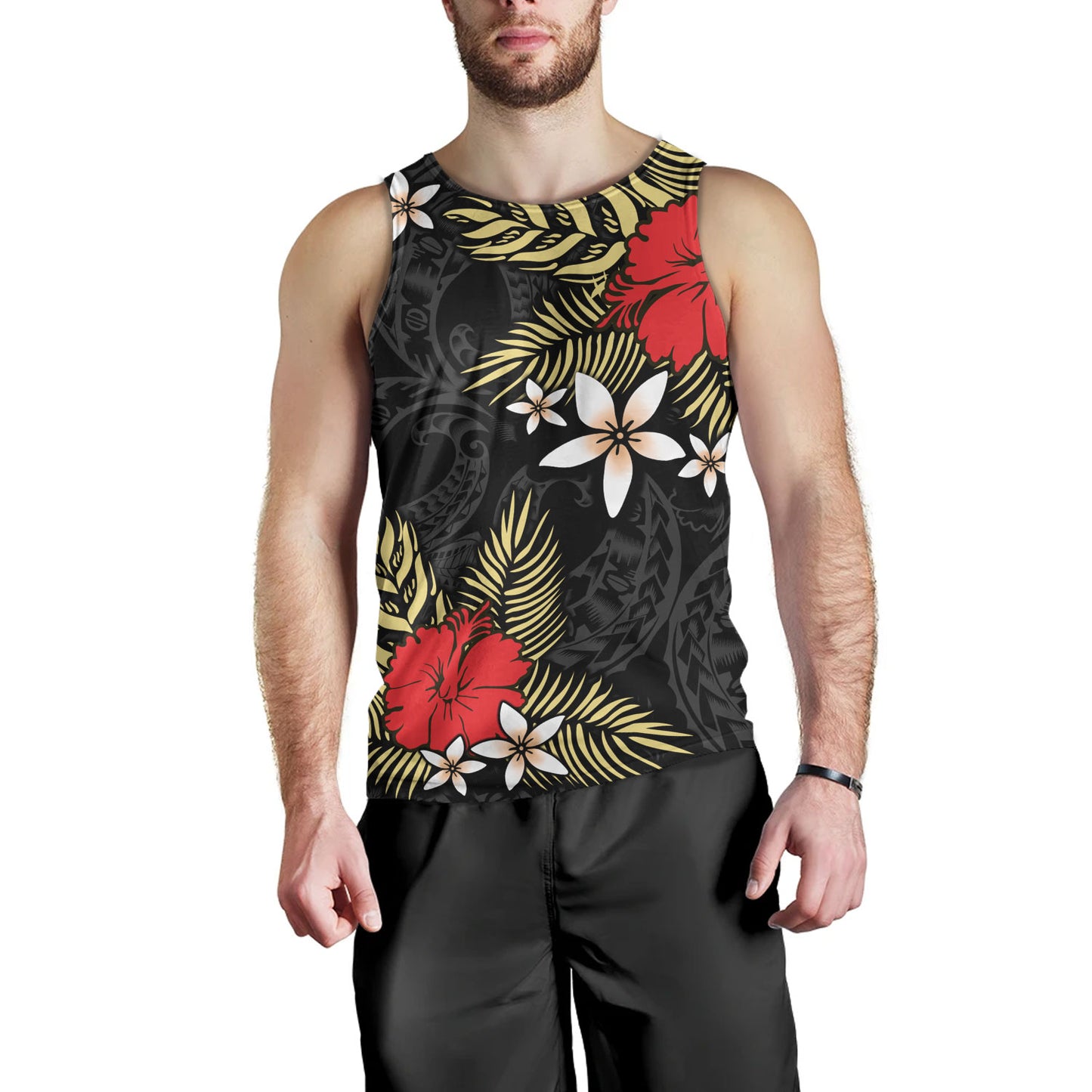 Polynesian Tank Top Hibiscus Plumeria Flowers Polynesian Tribal Motif Patterns