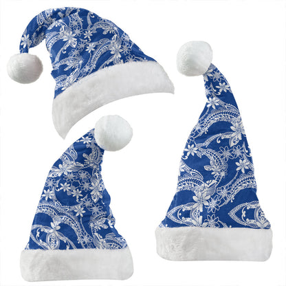 Hawaii Christmas Hat Polynesian Print Fabric And Flower Blue