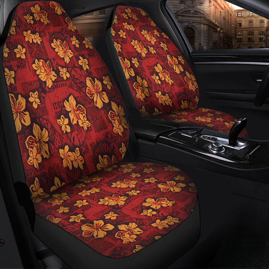 Hawaii Car Seat Covers Polynesian Tribal And Hibiscus Vintage Red Gold