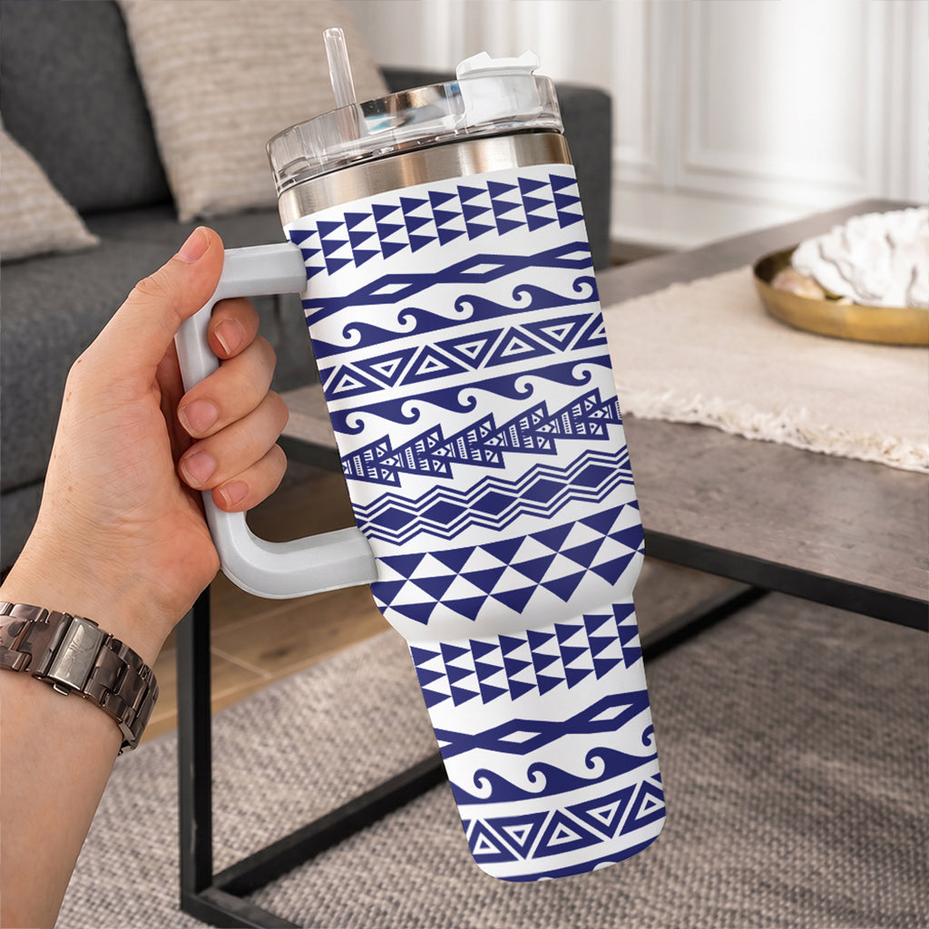 Hawaii 40oz Tumbler Polynesian Tribal Blue White
