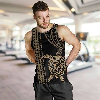 Hawaii Tank Top Polynesian Tribal Turtle Gold