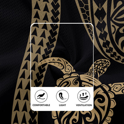 Hawaii Rugby Jersey Polynesian Tribal Turtle Gold