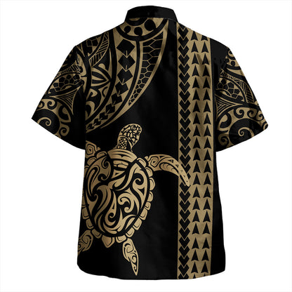 Hawaii Hawaiian Shirt Polynesian Tribal Turtle Gold