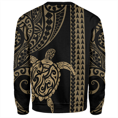 Hawaii Sweatshirt Polynesian Tribal Turtle Gold