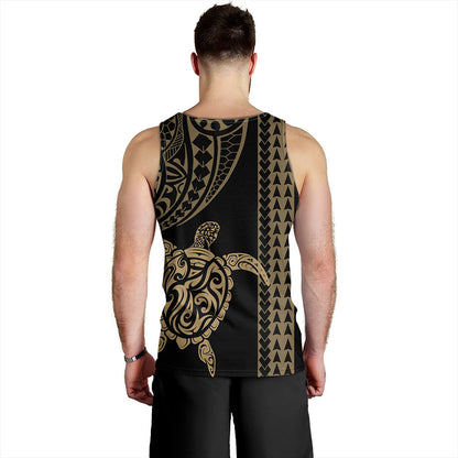 Hawaii Tank Top Polynesian Tribal Turtle Gold