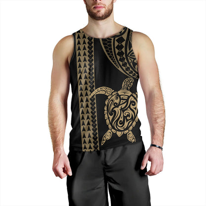 Hawaii Tank Top Polynesian Tribal Turtle Gold