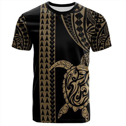 Hawaii T-Shirt Polynesian Tribal Turtle Gold