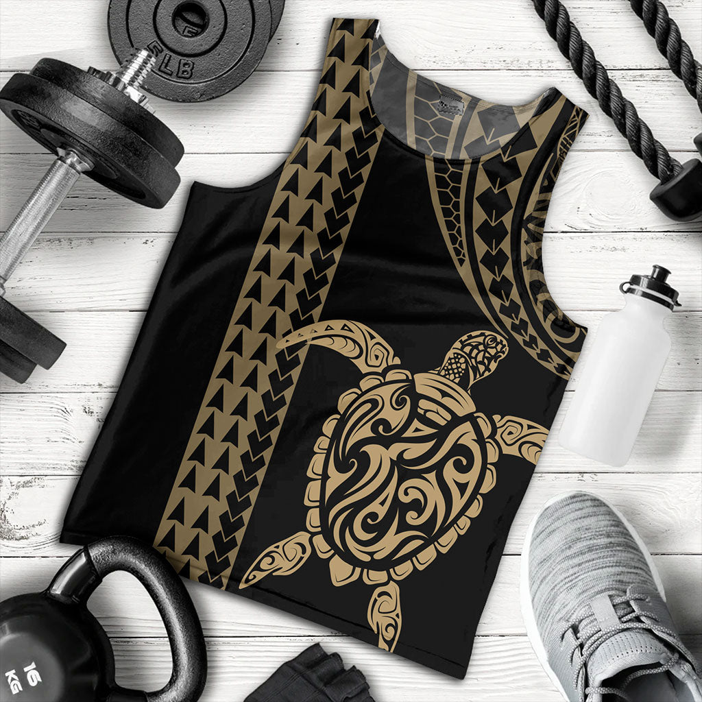 Hawaii Tank Top Polynesian Tribal Turtle Gold