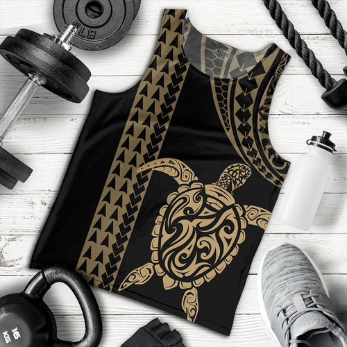 Hawaii Tank Top Polynesian Tribal Turtle Gold