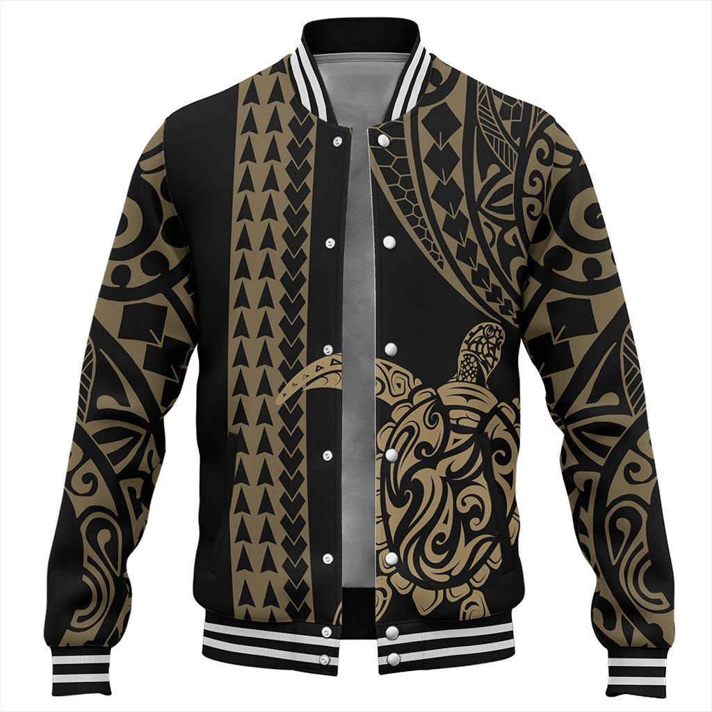 Hawaii Baseball Jacket Polynesian Tribal Turtle Gold