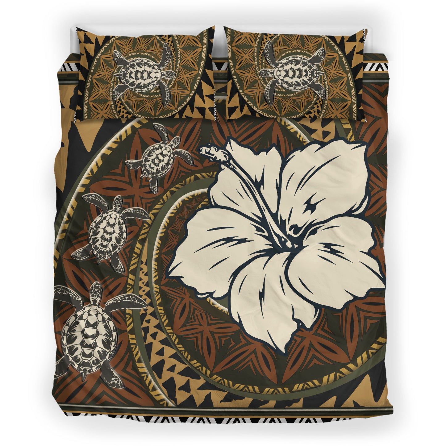 Polynesian Turtle Retro Style Bedding Set