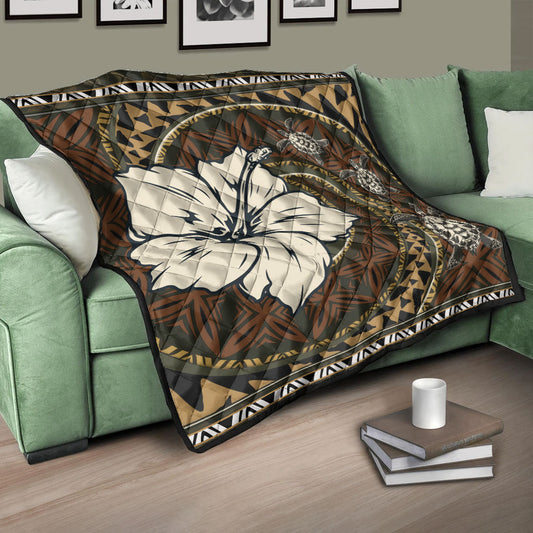 Polynesian Turtle Retro Style Premium Quilt