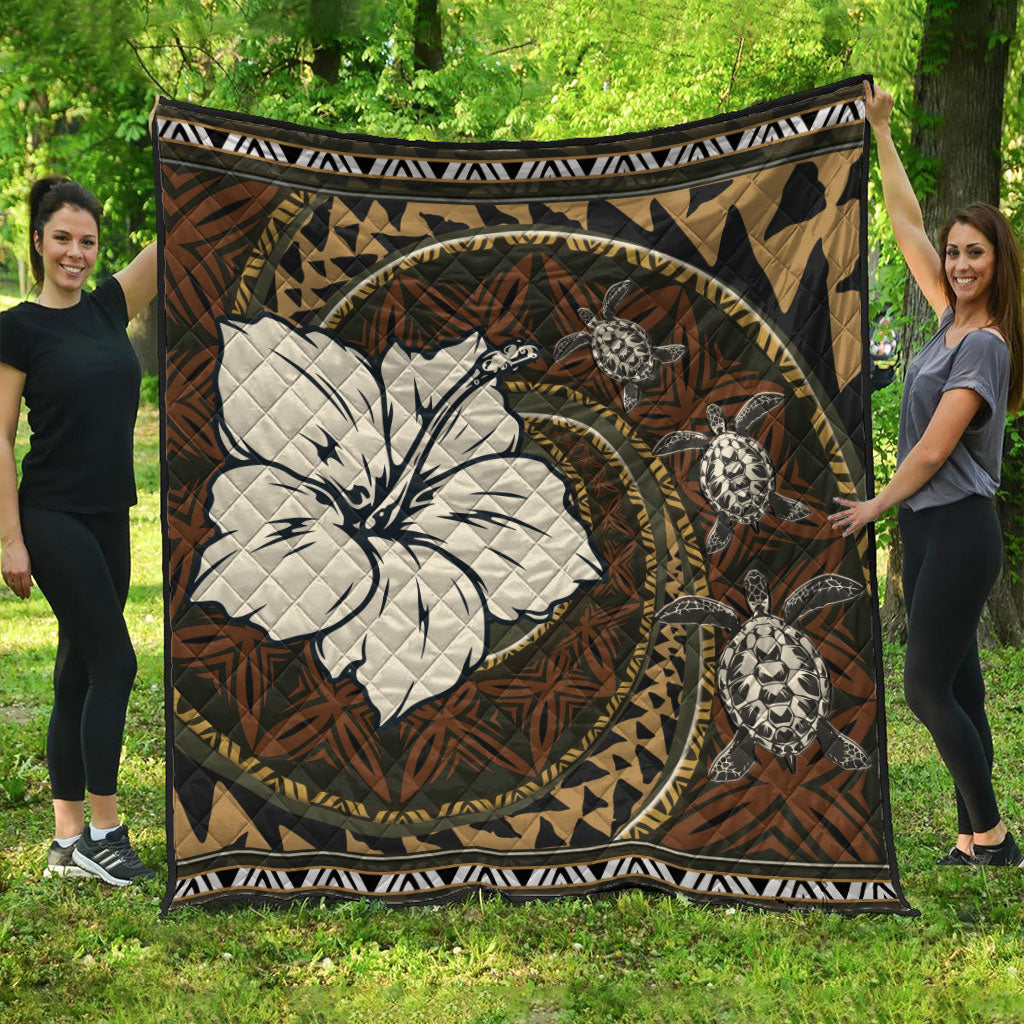 Polynesian Turtle Retro Style Premium Quilt
