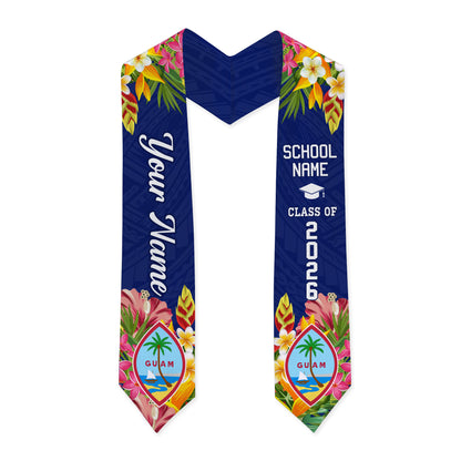 Guam Graduation Stole Custom Polynesian Tribal Tropical Leaves