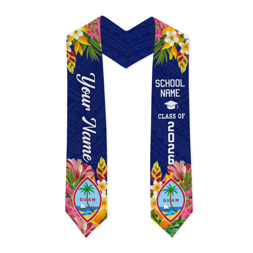 Guam Graduation Stole Custom Polynesian Tribal Tropical Leaves