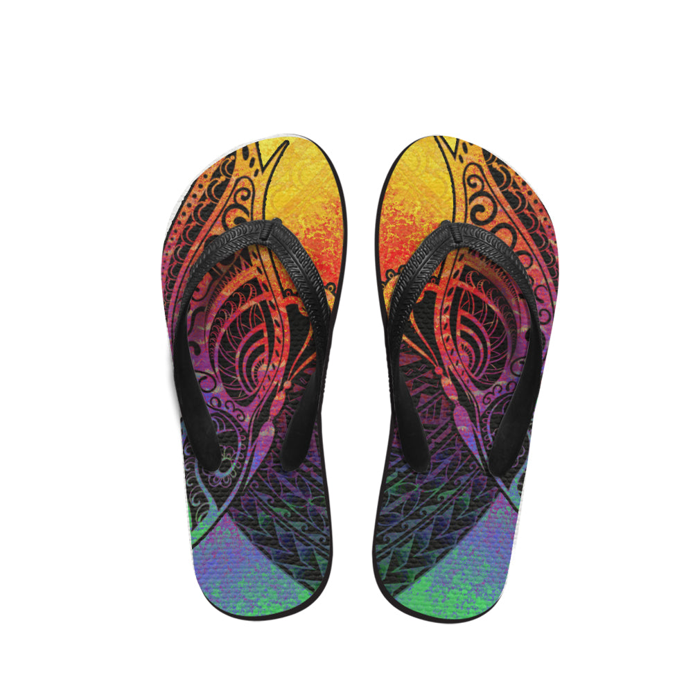 Polynesian Flip Flop - Butterfly Polynesian Tribal Patterns