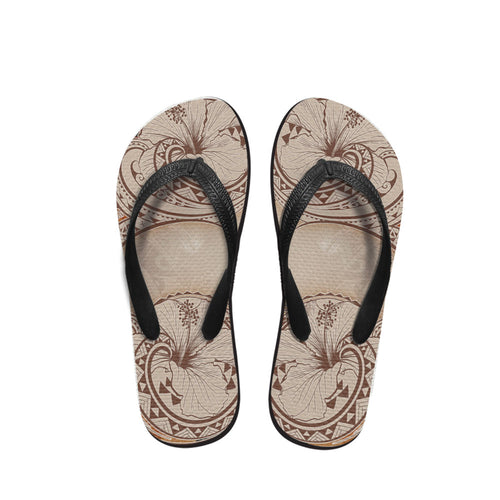 Polynesian Flip Flop - Polynesian Hibiscus Flowers Vintage Style