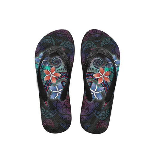 Polynesian Flip Flop - Polynesian Plumeria Flowers Style