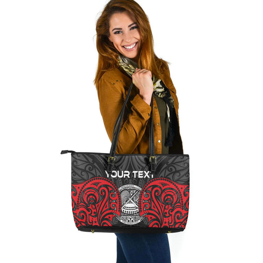 American Samoa Leather Tote Bag - Polynesian Spirit