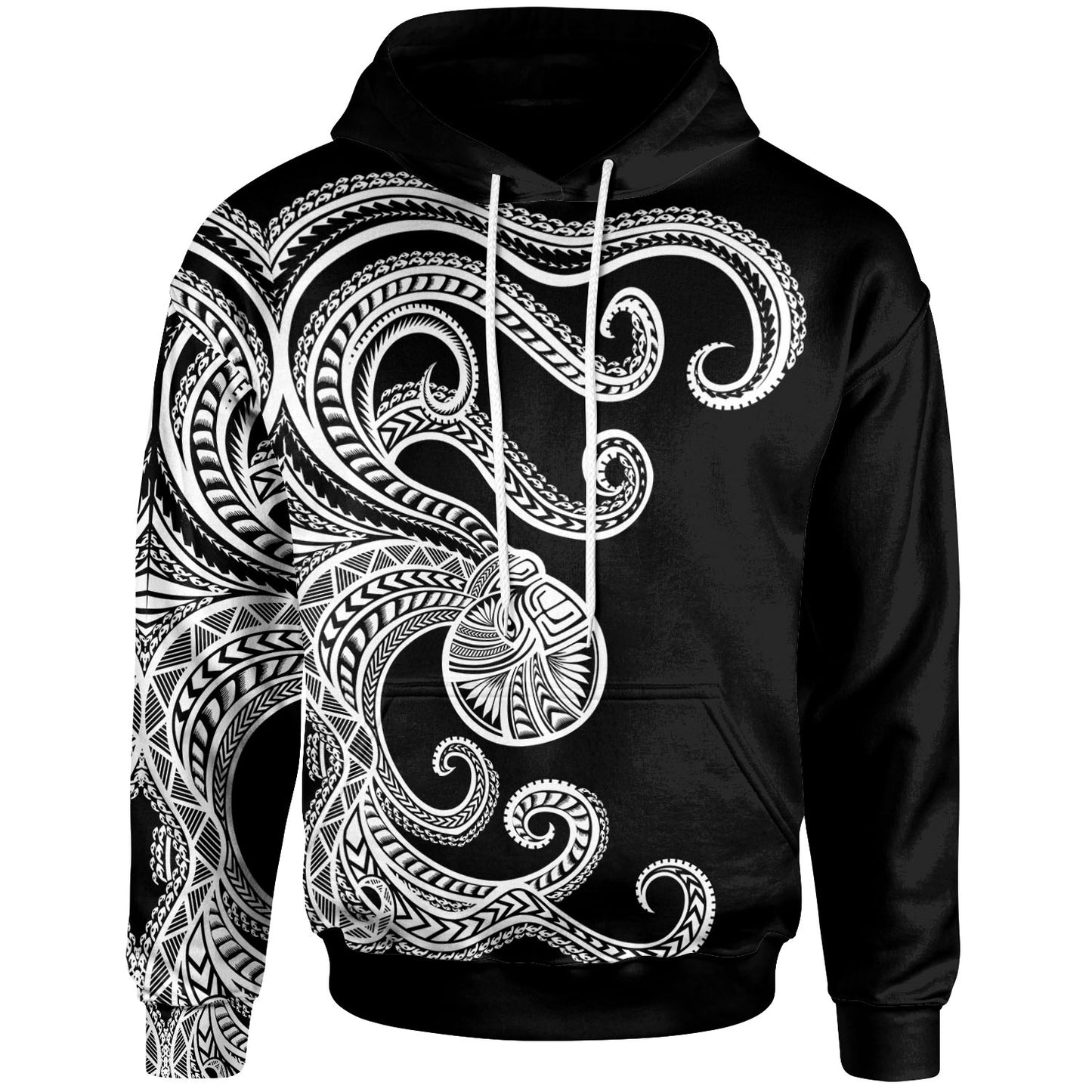 Polynesian Octopus Hoodie Black Color