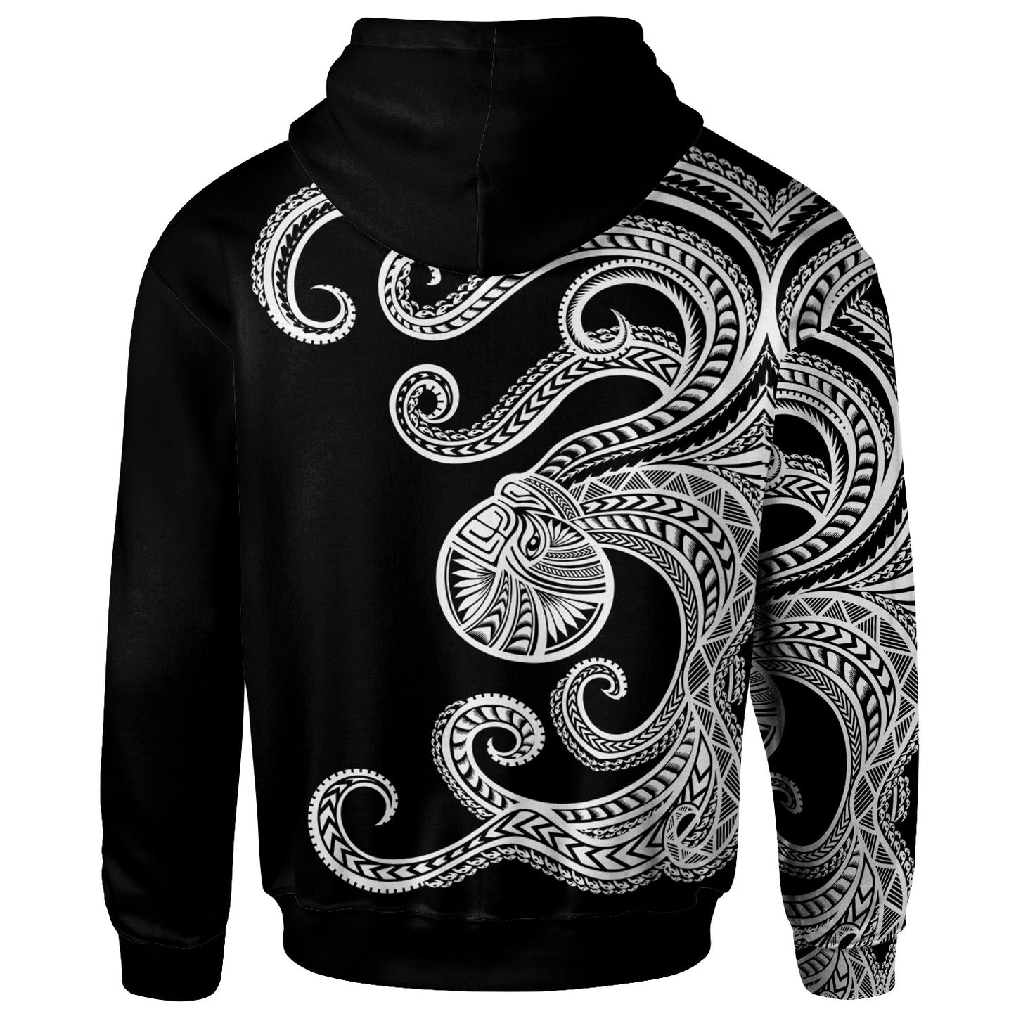 Polynesian Octopus Hoodie Black Color