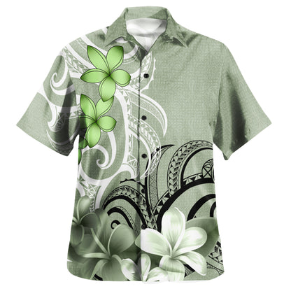 Polynesian Custom Personalised Hawaiian Shirt Polynesian Floral Spirit Sage Green