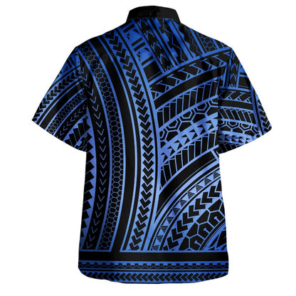 Hawaii Combo Puletasi And Shirt Polynesian Pattern Tattoo Blue