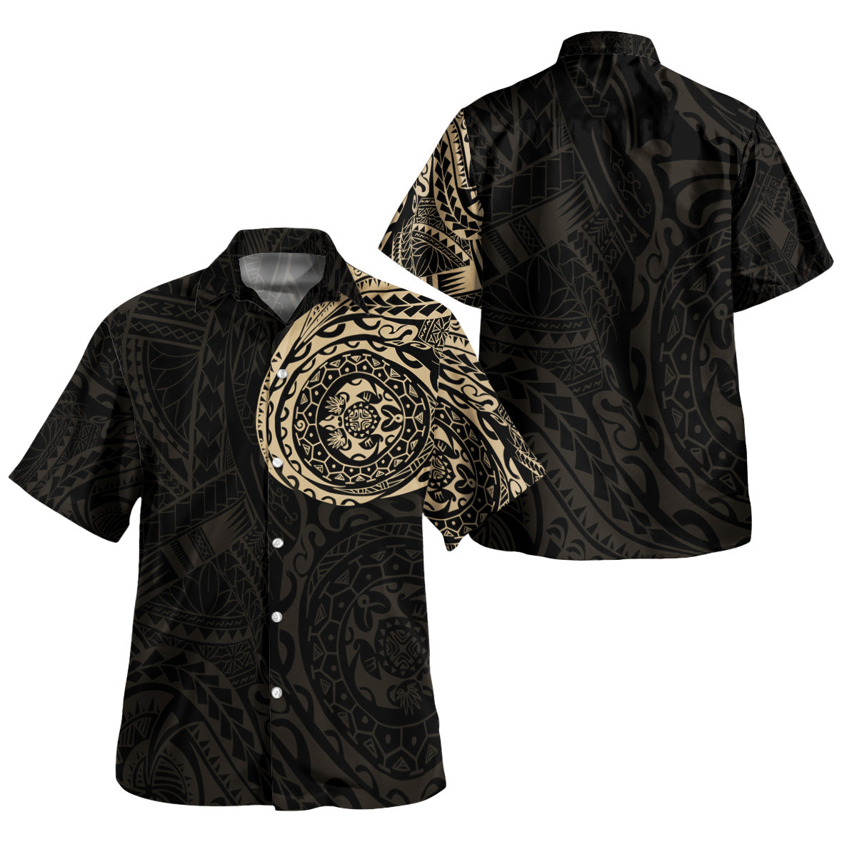 Polynesian Hawaiian Shirt - Polynesian Tattoo Style Version 2 Gold