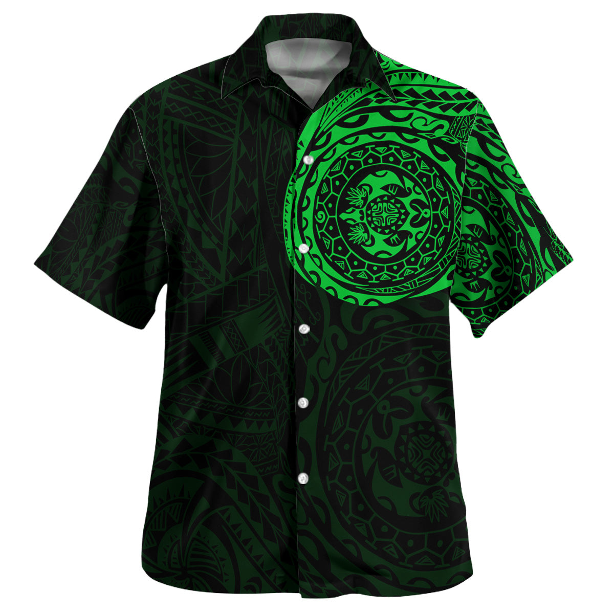 Polynesian Hawaiian Shirt - Polynesian Tattoo Style Version 2 Green
