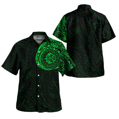 Polynesian Hawaiian Shirt - Polynesian Tattoo Style Version 2 Green