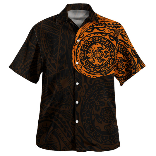 Polynesian Hawaiian Shirt - Polynesian Tattoo Style Version 2 Orange