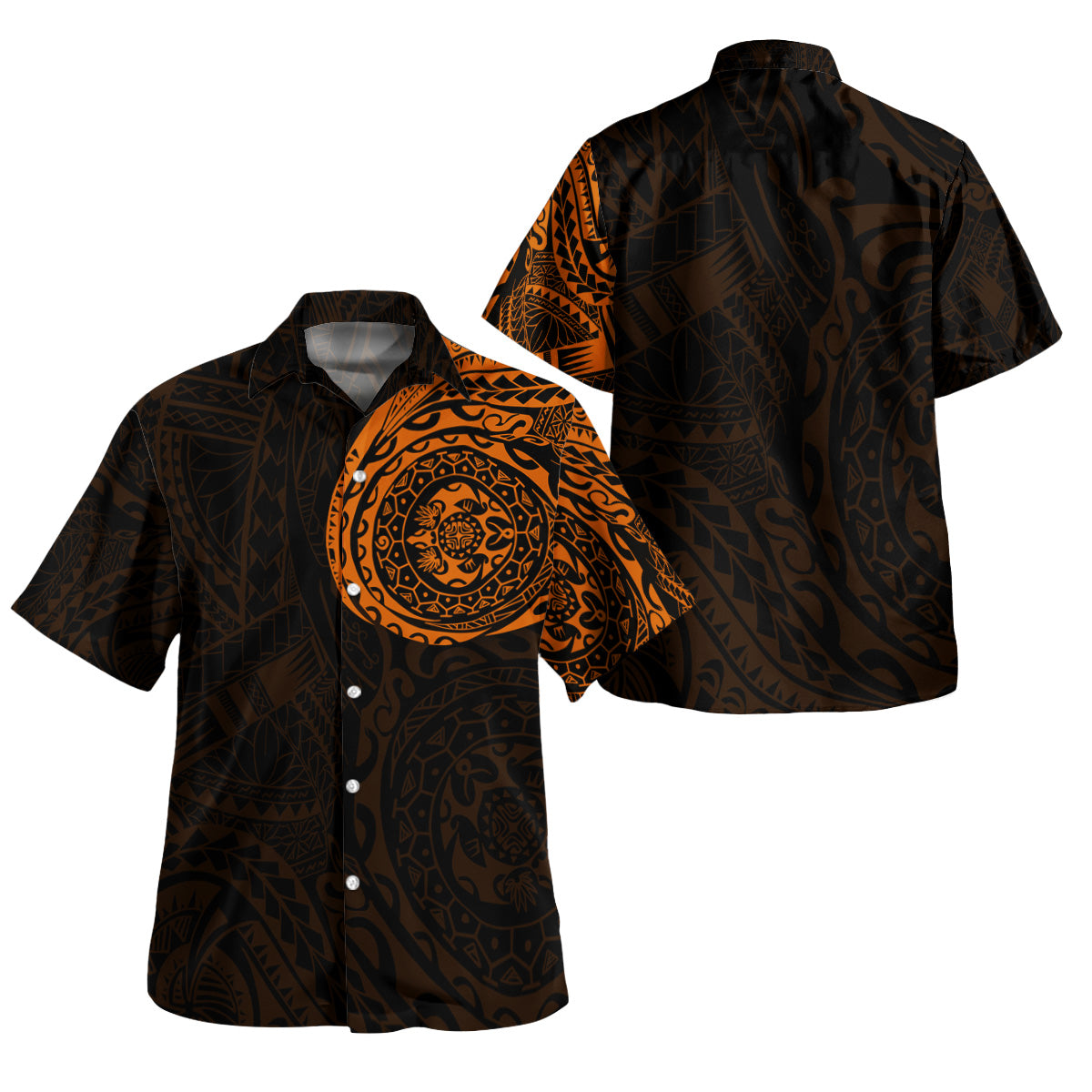 Polynesian Hawaiian Shirt - Polynesian Tattoo Style Version 2 Orange