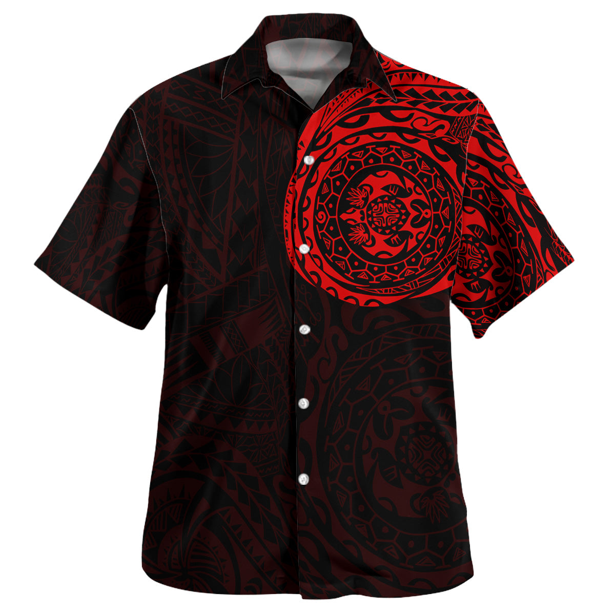 Polynesian Hawaiian Shirt - Polynesian Tattoo Style Version 2 Red