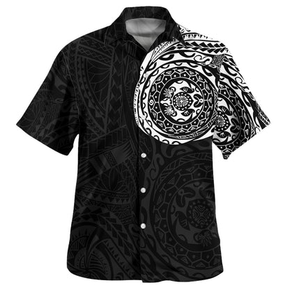 Polynesian Hawaiian Shirt - Polynesian Tattoo Style Version 2 White