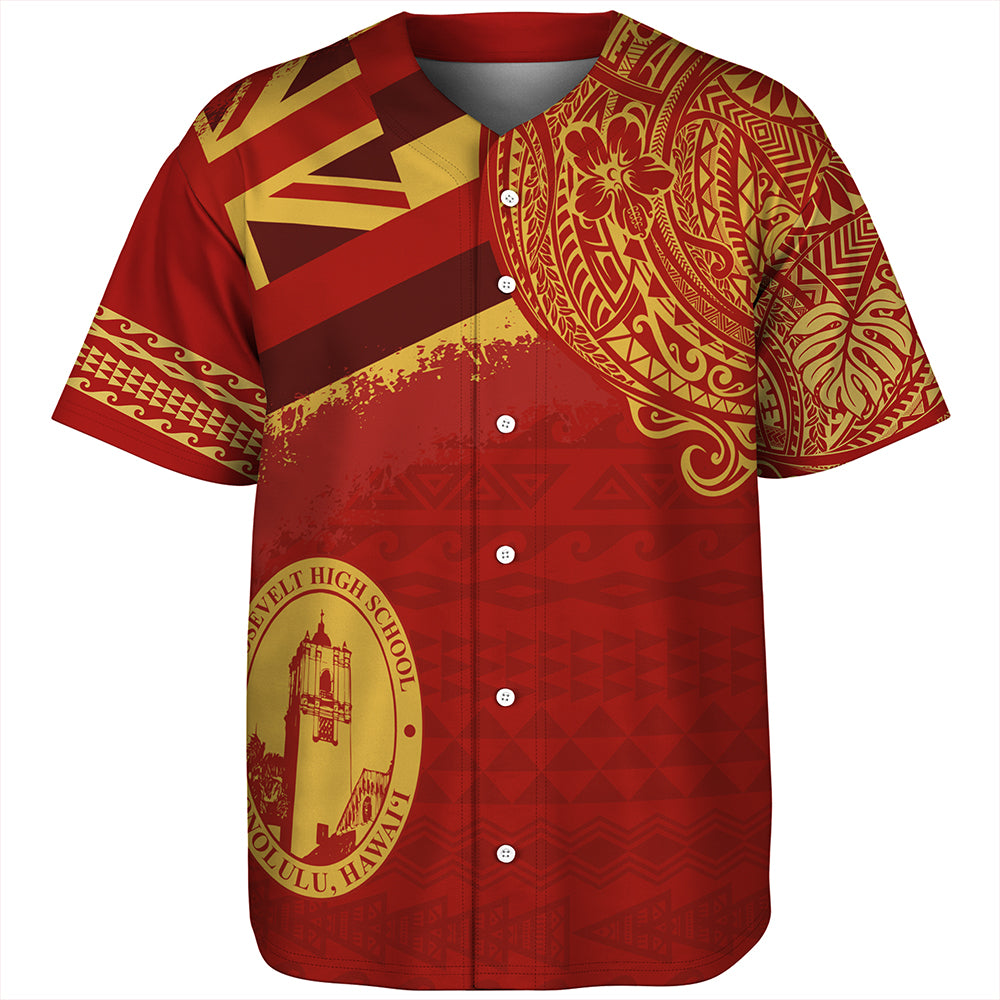 Hawaii Baseball Shirt President Theodore Roosevelt High School With Crest Style