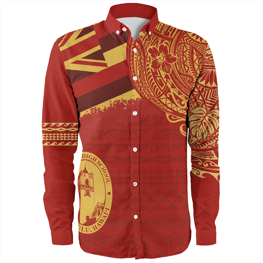 Hawaii Long Sleeve Shirt President Theodore Roosevelt High School With Crest Style