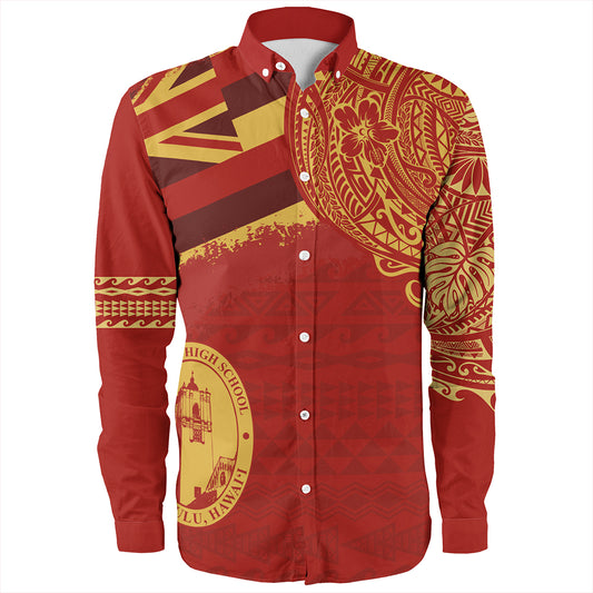 Hawaii Long Sleeve Shirt President Theodore Roosevelt High School With Crest Style
