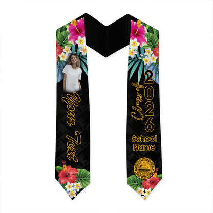 Hawaii Graduation Stole Custom President William McKinley High School Class 2026 Tropical Hibiscus Island Style