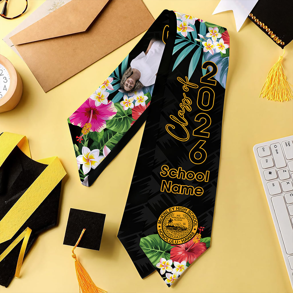 Hawaii Graduation Stole Custom President William McKinley High School Class 2026 Tropical Hibiscus Island Style