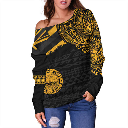 Hawaii Off Shoulder Sweatshirt President William McKinley High School With Crest Style