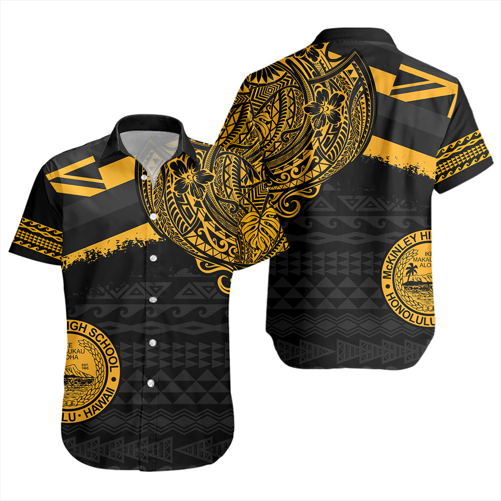 Hawaii Short Sleeve Shirt President William McKinley High School With Crest Style