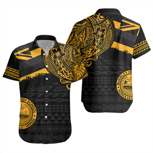 Hawaii Short Sleeve Shirt President William McKinley High School With Crest Style