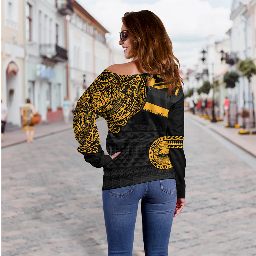 Hawaii Off Shoulder Sweatshirt President William McKinley High School With Crest Style