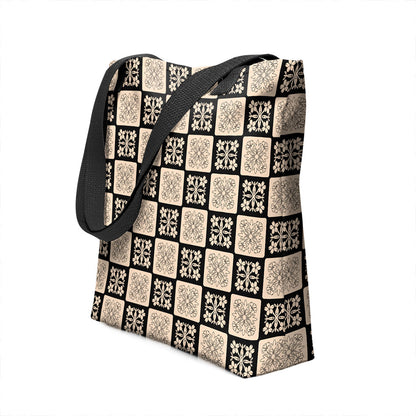 Hawaii Tote Bag Puakenikeni Lei Seamless Pattern Cream